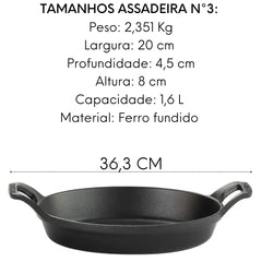 Forma Assadeira Alta C/ Alça Ferro Fundido N°3 Santana Santana