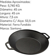 Panela Tacho Santana De Ferro Fundido Disco Arado 44 Santana