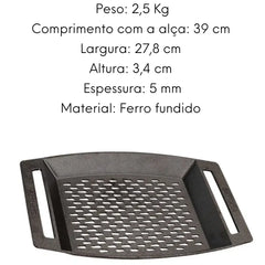 Assadeira Grill Retangular Ferro Fundido Santana