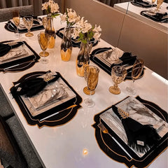 Prato Raso Golden Stone 26,8cm Quadrado Branco E Dourado Oxford