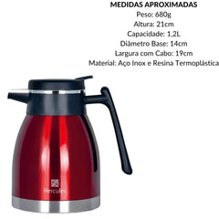 Garrafa Térmica Hercules 1,2l Vermelha Hercules