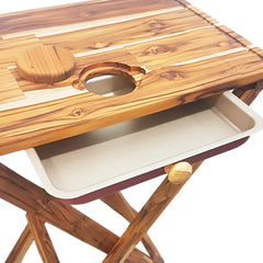 Mesa Para Churrasco em Madeira Com Bandeja A Gourmet