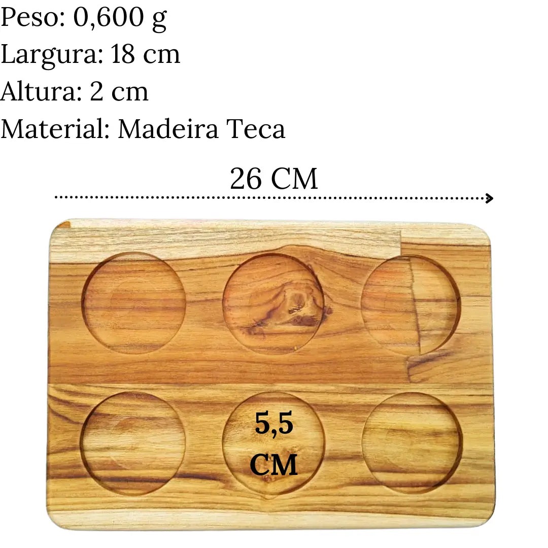 Tabua Madeira Teca Petisqueira 6 Furos A Gourmet