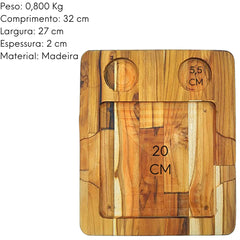 Tabua de Madeira Teca 2 Furos A Gourmet