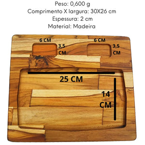 Tabua Retangular Pequena Madeira Teca A Gourmet