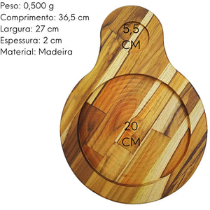 Tabua Madeira Teca Chapa Redonda 1 furo A Gourmet
