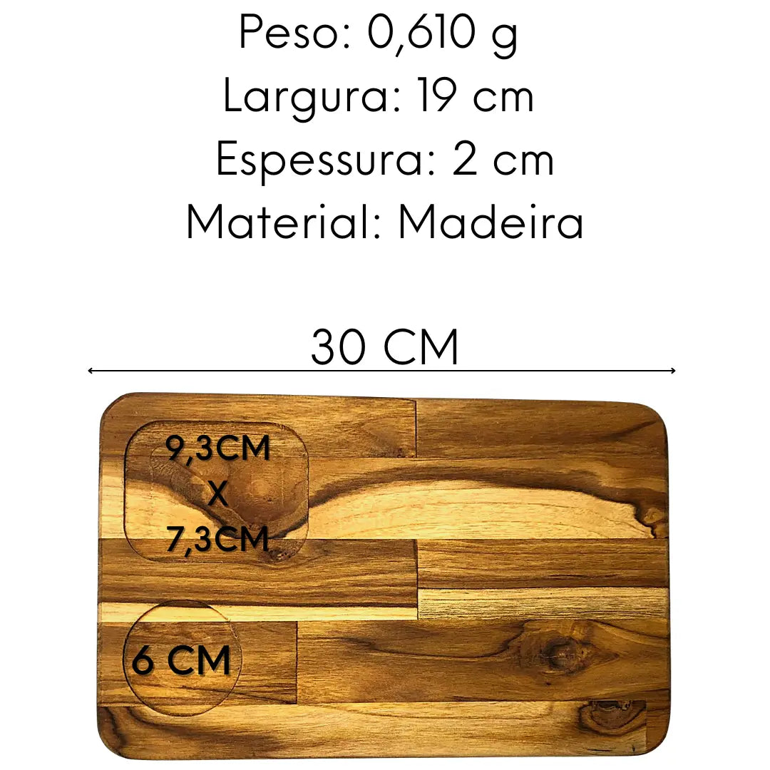 Tabua Para Lanche Porção Retangular Madeira Teca A Gourmet