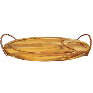 Tabua Madeira Oval C/ Alça Ferro 45cm A Gourmet