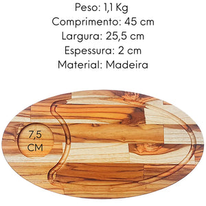 Tabua Madeira Teca Oval 1 Furo A Gourmet