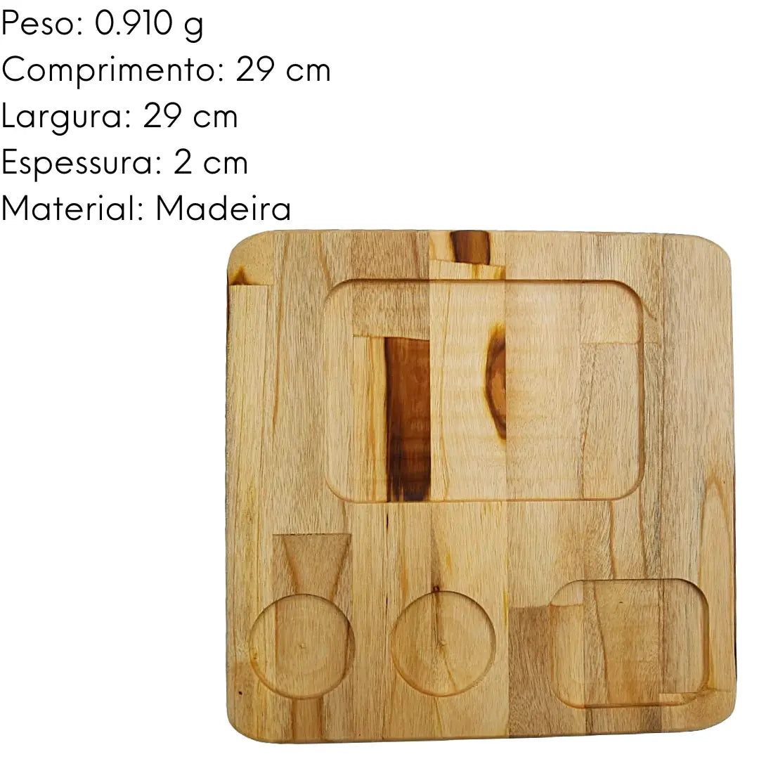 Tabua Madeira Teca Retangular 4 Furo A Gourmet