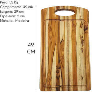 Tabua Retangular Grande Madeira Teca A Gourmet