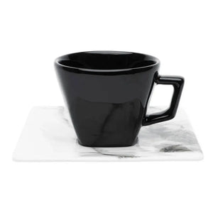Xicara Cha Grande C/ Pires Quadrado Golden Stone Porcelana Oxford