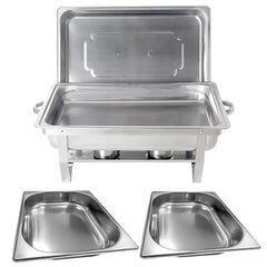 Rechaud Inox C/ 2 Cubas 2 Queimadores Tampa E Suporte GP