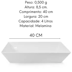 Travessa Retangular Funda Melamina Gourmet Mix