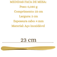 Faca Mesa Elite Cor Ouro 23cm Aço Inox Pesado Gourmet Mix