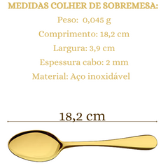Colher Sobremesa Elite 18,2cm Cor Ouro Aço Inox Pesado Gourmet Mix