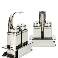 Kit Saleiro Paliteiro com Suporte em Aço Inox 13 cm. Alissan