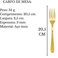 Faqueiro 24pçs Positano Dourado Inox Lyor Lyor