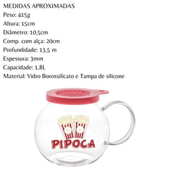 Pipoqueira P/ Micro-ondas 1,8l Vidro Lyor