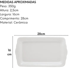 Bandeja Dots Cerâmica Retangular Lyor