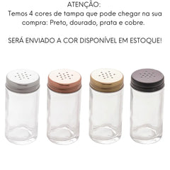 Pote Saleiro 80ml Em Vidro Tampa Sortida C/ Furos Lyor