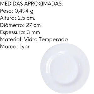 Prato Raso De Vidro Opalino Diwali Branco Lyor