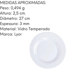 Prato Raso De Vidro Opalino Diwali Branco Lyor