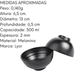 Bowl Melanina Tóquio Preto Lyor 500ml Lyor