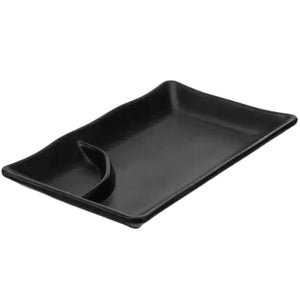 Travessa Melanina Sushi Com Porta Shoyu Preto Lyor