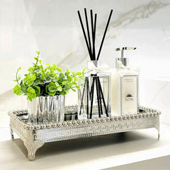 Bandeja Decorativa Espelhada Em Zamac Prateada Lyor