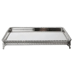 Bandeja Decorativa Espelhada Em Zamac Prateada Lyor