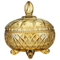 Potiche com Pé Prima de Vidro Âmbar Lyor