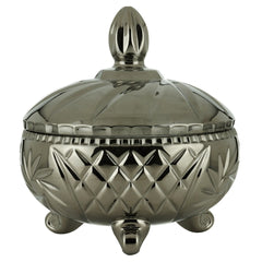 Potiche Cinza Metalizado Decorativo para Mesa Lyor