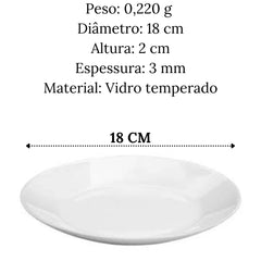 Prato Sobremesa Opalino Zelie 18cm Vidro Temperado Lyor