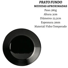 Prato Fundo Harena Black 23 cm Lyor