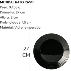 Prato Raso Harena Black 27cm Luminarc Lyor
