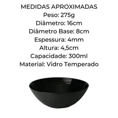 Bowl de Vidro Harena Black 16cm Lyor