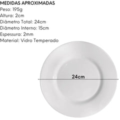 Prato Raso Vidro Opalino 24cm Lyor