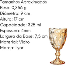 Taça Diamond Vidro Âmbar 300ml Lyor
