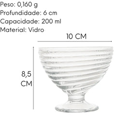 Taças Sobremesa Colmeia 10cm Vidro Lyor 200ml Lyor