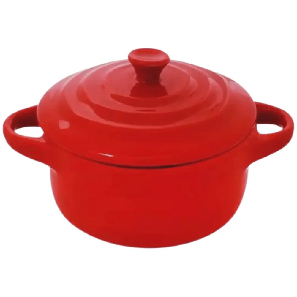 Mini Caçarola De Porcelana Farm Vermelha 5 Cm C/ Tampa Lyor