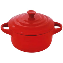 Mini Caçarola De Porcelana Farm Vermelha 5 Cm C/ Tampa Lyor