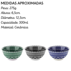 Tigela Bowl Geométrico de Porcelana 300 ML Lyor