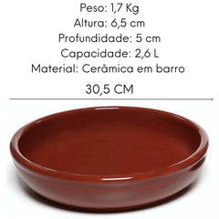 Prato Barro Grande Fundo 30cm Motta Feijoada Buffet Bistrô 2,6L Motta