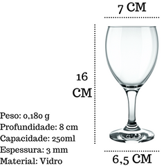 Taça Vinho Tinto Windsor de Vidro 250 ml Nadir