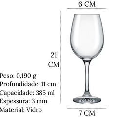 Taça Vinho Barone 385ml Vidro Nadir