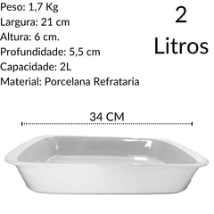 Travessa Tango M 2l Branco Porcelana Refratário Oxford Oxford