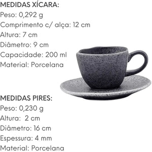 Xicara Cha C/ Pires 200ml Linha Ryo Granito Oxford Oxford