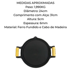 Chapa Bifeteira Lisa C/ 2 Alça 24cm RIG