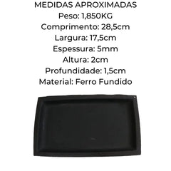Tepan Chapa Ferro Fundido 28x18 Cm Assar Servir RIG